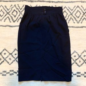 Navy Blue High Waisted Pencil Skirt